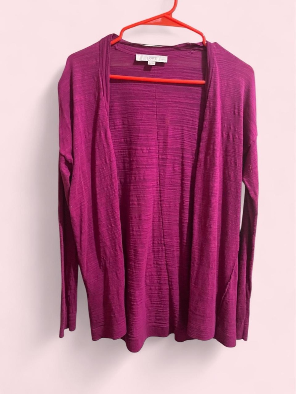LOFT Open-Front Cardigan - Deep Magenta